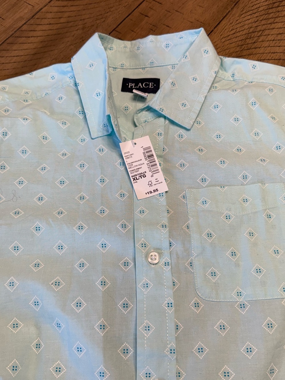 NWT The Children's Place Pale Blue Short-Sleeve Button-Down Shirt